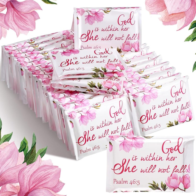 Sinmoe 60 Pack Christian Easter Pocket Tissues Gifts Bible Verse Mini Travel Tissues Size Wallet Facial Napkin for Woman Religious Party Charity Event Church Supplies(Sweet Style) - Image 1